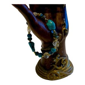 Handmade Bracelet. Blue turquoise pebble nugget beads.
